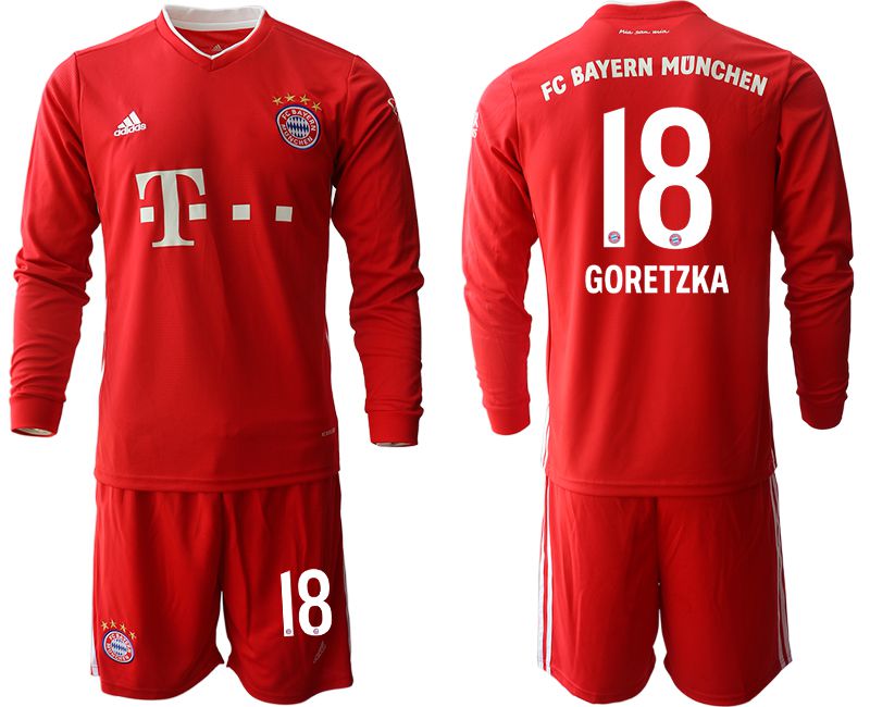 Men 2020-2021 club Bayern Munich home long sleeves #18 red Soccer Jerseys->bayern munich jersey->Soccer Club Jersey